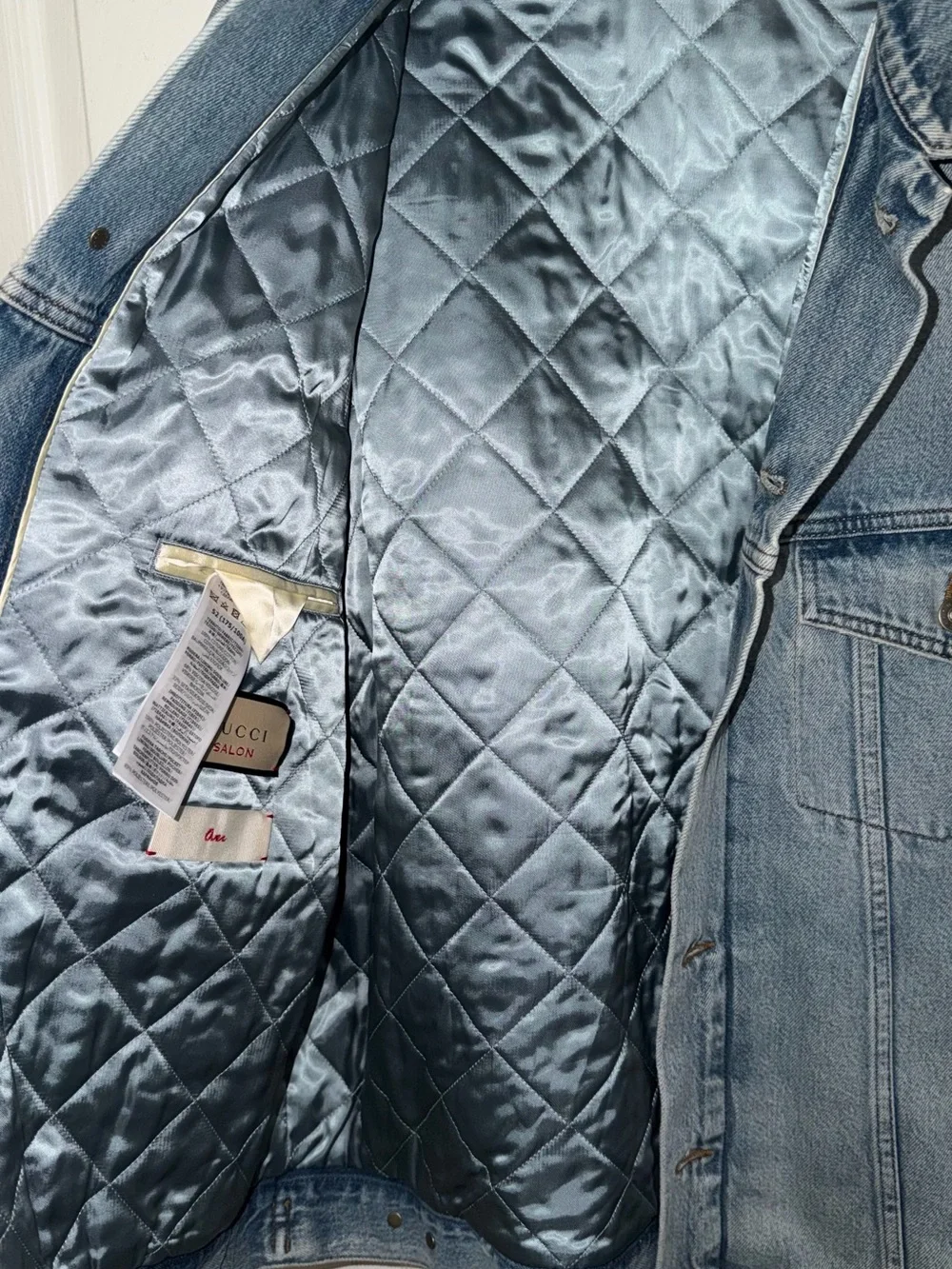 Gucci Light Blue Quilted-Lined Denim Jacket